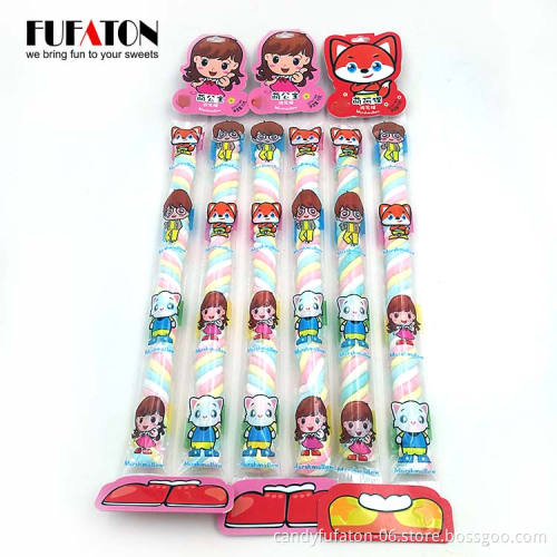 Fruit flavored colorful long twist marshmallow candy halal